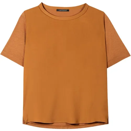 Silk Mix T-Shirt, Turmeric , female, Sizes: S, XL, L - LUISA CERANO - Modalova