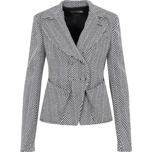 Black White Chevron Fitted Jacket , female, Sizes: XS - Tom Ford - Modalova