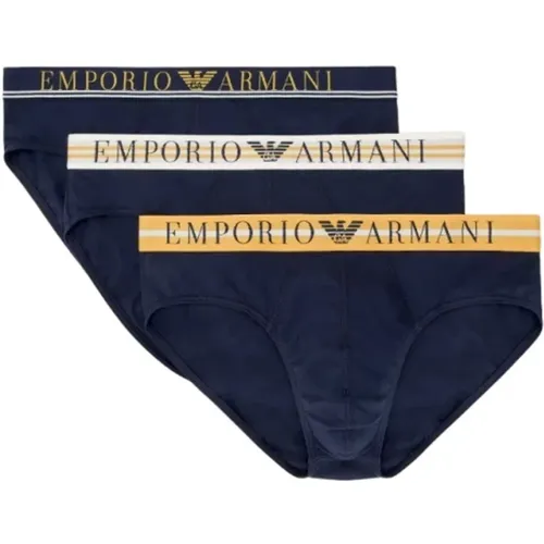 Pack Mixed Waistband Cotton/Elastane Slips , male, Sizes: S - Emporio Armani - Modalova