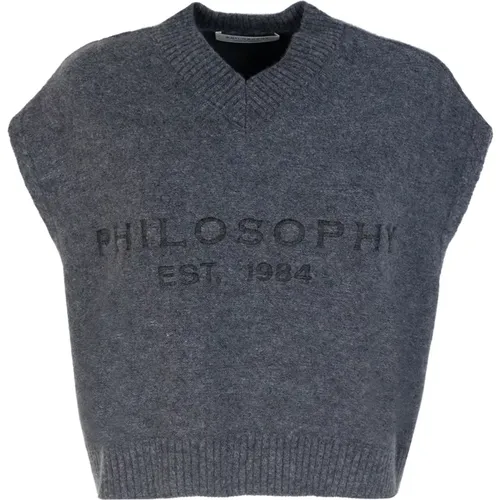 Boxy Strickpullover mit V-Ausschnitt , Damen, Größe: XS - Philosophy di Lorenzo Serafini - Modalova