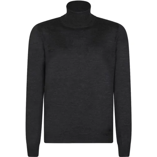 Turtlenecks, male, , Size: L Dark Grey High Neck Sweater - Gran Sasso - Modalova