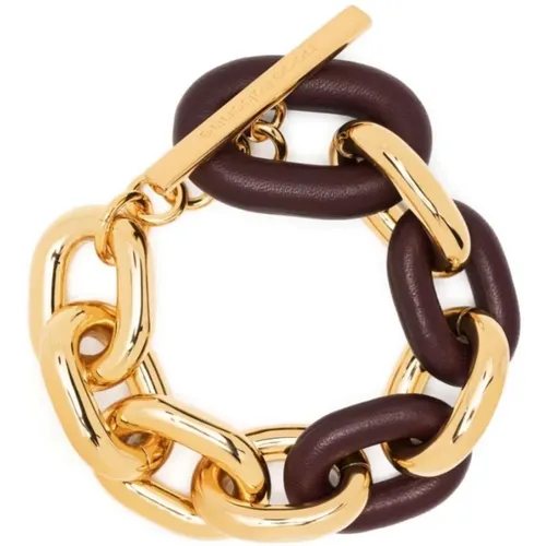 Gold/Burgundi XL Lonk Bracelet , female, Sizes: ONE SIZE - Paco Rabanne - Modalova