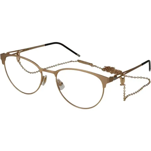 Glasses, female, , Size: ONE SIZE Gold Stainless Steel Optical Frames with Chain - Hugo Boss - Modalova