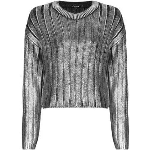 Silber Strickpullover Damen , Damen, Größe: XS - Only - Modalova