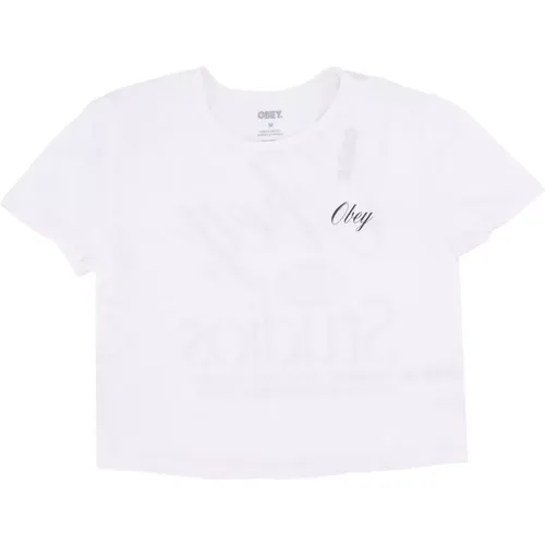 Weiße Cropped Chloe Tee Damen T-Shirt , Damen, Größe: M - Obey - Modalova