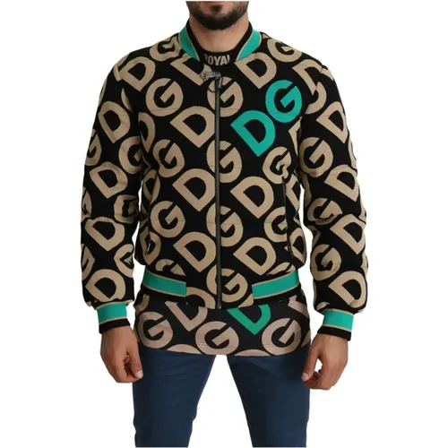 Bomber Jackets, male, , Size: M Dgmillennials Logo Print Bomber Jacket - Dolce & Gabbana - Modalova