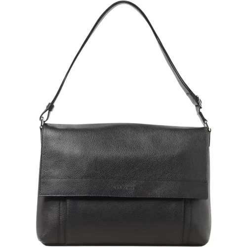 Shoulder Bags, male, , Size: ONE SIZE Leather Shoulder Bag with Adjustable Strap and Magnetic Button Closure - Orciani - Modalova