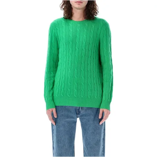 Grüner Cable-Knit Pullover , Herren, Größe: M - Ralph Lauren - Modalova