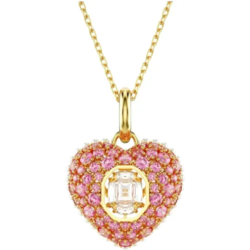 Necklaces, female, , Size: ONE SIZE Women's Pendant Pink Heart Gold Alloy Idyllia 5680784 - Swarovski - Modalova