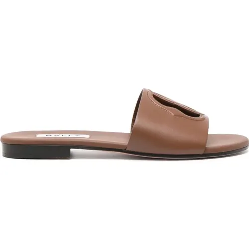 Sliders, female, , Size: 7 US Emblem Leather Slides - Bally - Modalova