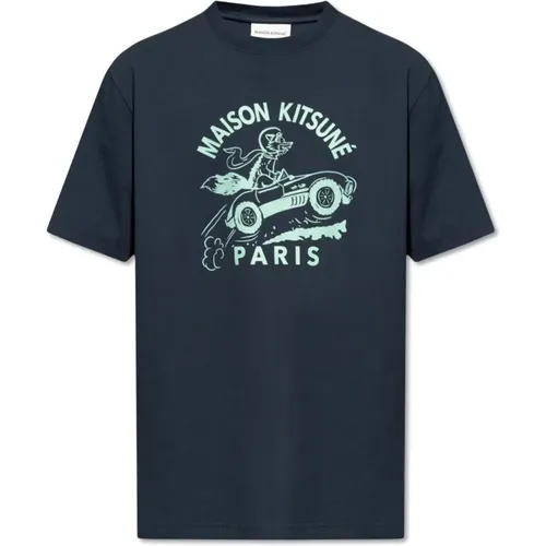 T-Shirt mit Logo , Herren, Größe: M - Maison Kitsuné - Modalova