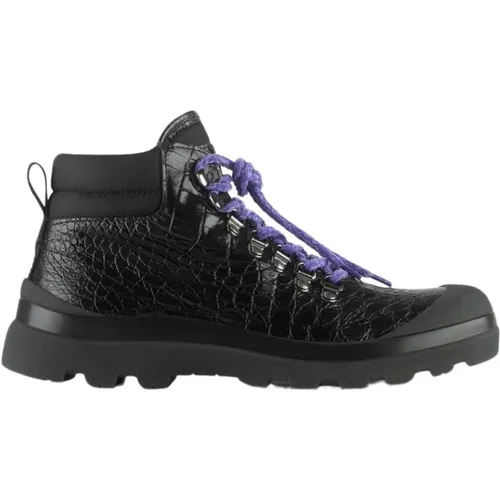 Croco-Embossed Leather Hiking Boot , female, Sizes: 6 UK, 4 UK, 3 UK, 5 UK, 7 UK - Panchic - Modalova
