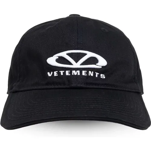 Caps, male, , Size: ONE SIZE Cotton Embroidered Logo Cap - Vetements - Modalova