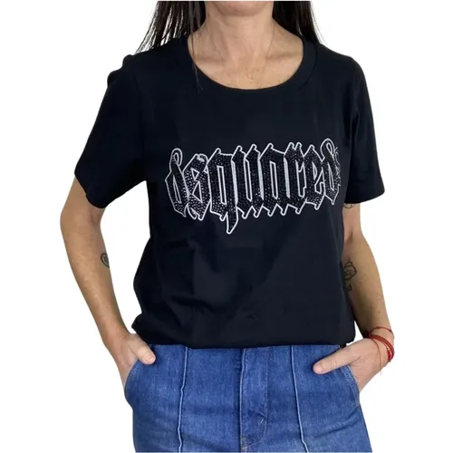 Schwarzes T-Shirt mit kurzen Ärmeln , Damen, Größe: XS - Dsquared2 - Modalova
