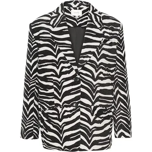 Blazers, female, , Size: XS/S White Tiger Oversize Blazer - Gestuz - Modalova