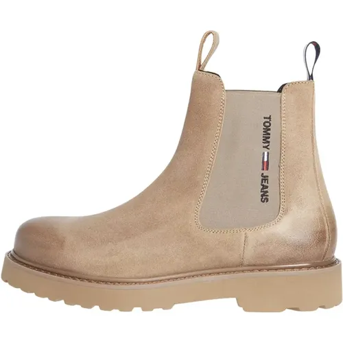 Chelsea Boots, male, , Size: 8 US Suede Chelsea Boots Logo Print Cracked Earth - Tommy Hilfiger - Modalova