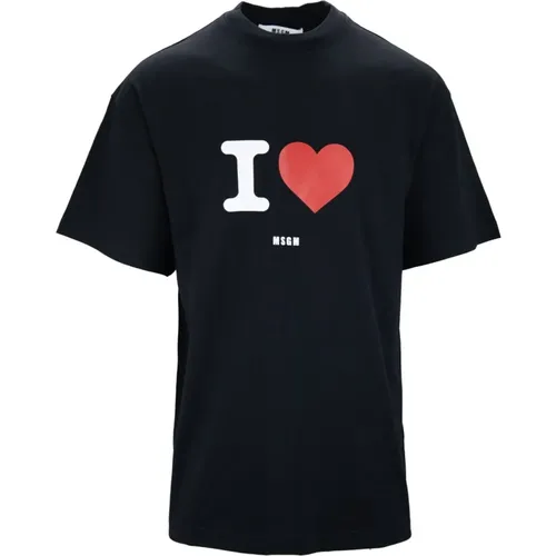 T-Shirts, male, , Size: XS Graphic Print Cotton T-Shirt - Msgm - Modalova