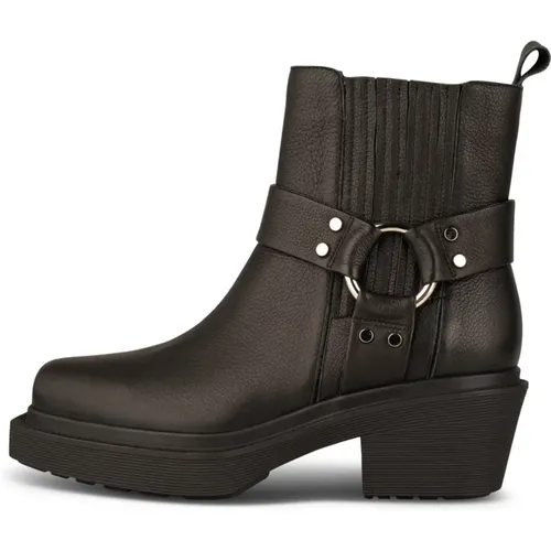 Amina Biker Leather Boot with Buckle Details , female, Sizes: 7 UK, 4 UK, 8 UK, 5 UK, 3 UK, 6 UK - Shoe the Bear - Modalova