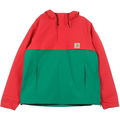 Light Jackets, male, , Size: L Two Tone Pullover Windbreaker in Cardinal - Carhartt WIP - Modalova