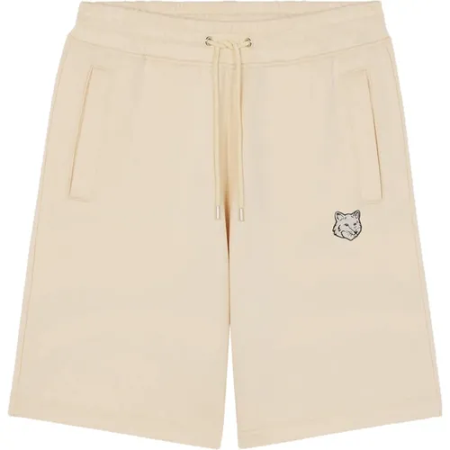 Cotton Jogger Shorts with Fox Head Patch , male, Sizes: L - Maison Kitsuné - Modalova