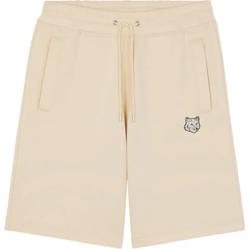 Cotton Jogger Shorts with Fox Head Patch , male, Sizes: L, M - Maison Kitsuné - Modalova