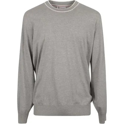 Mens Clothing Sweatshirts Light Grey Ss24 , male, Sizes: S - BRUNELLO CUCINELLI - Modalova