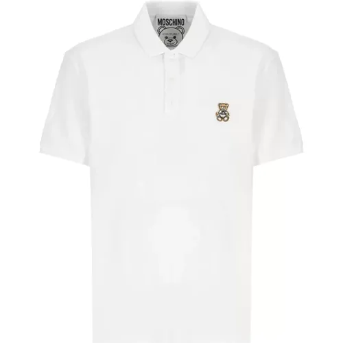 Weißes Poloshirt mit Teddybären-Logo , Herren, Größe: L - Moschino - Modalova