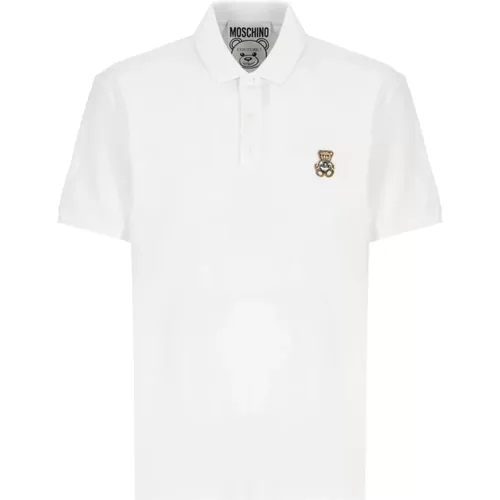 Weißes Poloshirt mit Teddybären-Logo - Moschino - Modalova