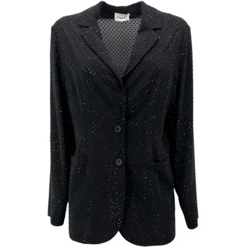 Schwarze Jacke mit Strassapplikationen , Damen, Größe: L - P.a.r.o.s.h. - Modalova