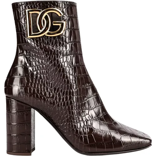 Bedruckte Leder Stiefeletten - Dolce & Gabbana - Modalova