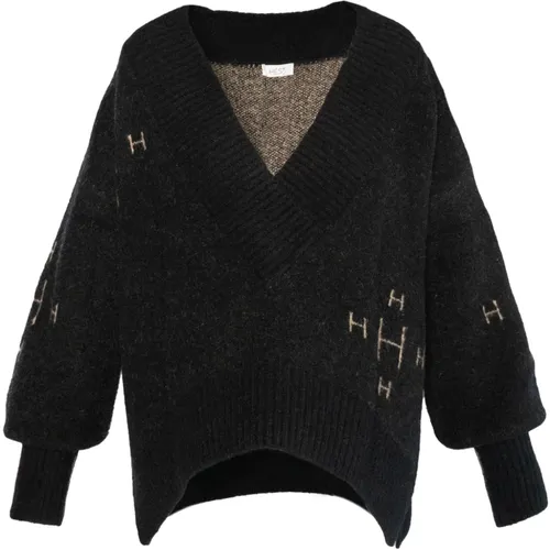 HÉST, V-neck Knitwear, female, , Size: M V-Neck Sweater in 3 Colors - Hést - Modalova