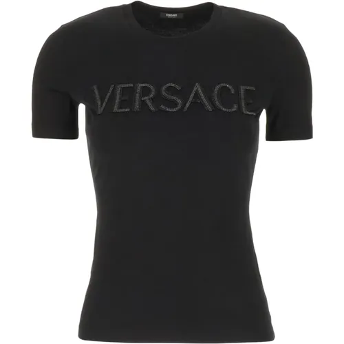 Klassisches T-Shirt , Damen, Größe: S - Versace - Modalova
