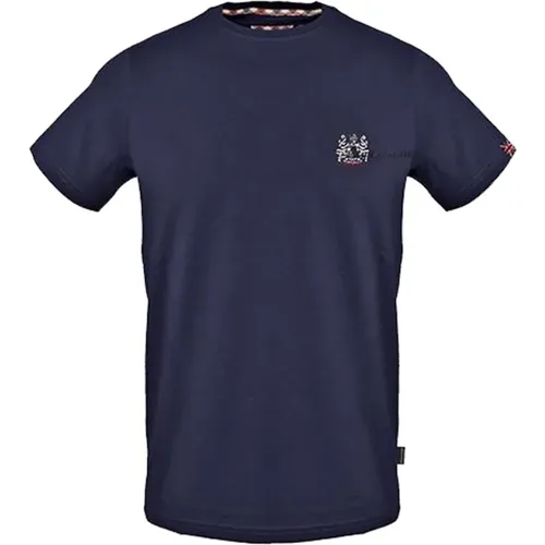 Blau Baumwolle Logo T-Shirt , Herren, Größe: 2XL - Aquascutum - Modalova