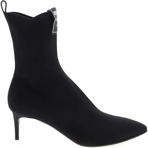 Logo Label Pointed Ankle Boots , female, Sizes: 3 UK - Moschino - Modalova