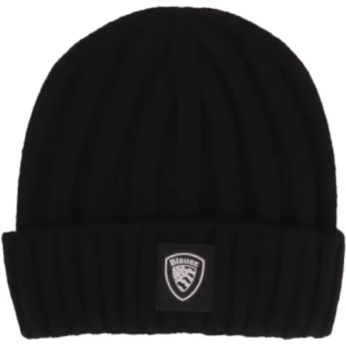 Beanies, male, , Size: S Logo Front Wool Blend Hat - Blauer - Modalova