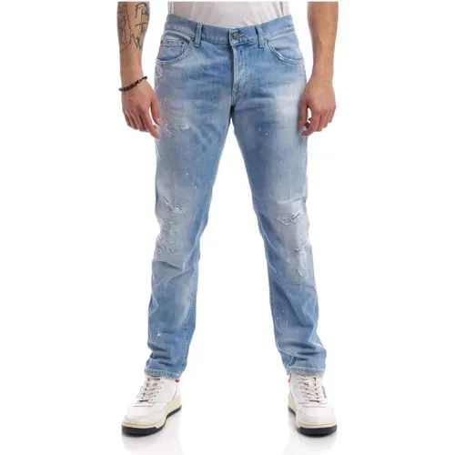 Straight Jeans, male, , Size: W35 Stretch Denim Pants - Dondup - Modalova