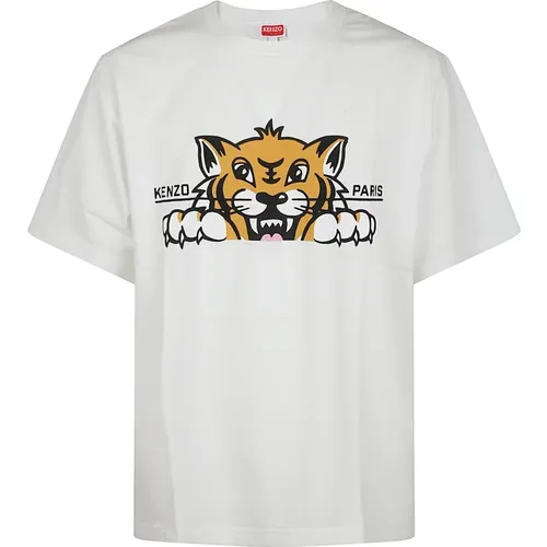 T-Shirts, male, , Size: M Happy Tiger Oversized T-Shirt - Kenzo - Modalova