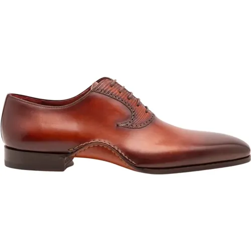 Cognac Leder Oxford Schuhe , Herren, Größe: 42 1/2 EU - Magnanni - Modalova