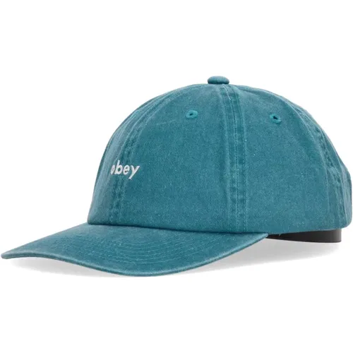 Caps, male, , Size: ONE SIZE Curved Visor Strapback Cap Pigment Teal - Obey - Modalova