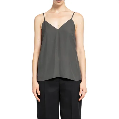 Satin V-Neck Crepe Top , Damen, Größe: 2XS - TotêMe - Modalova