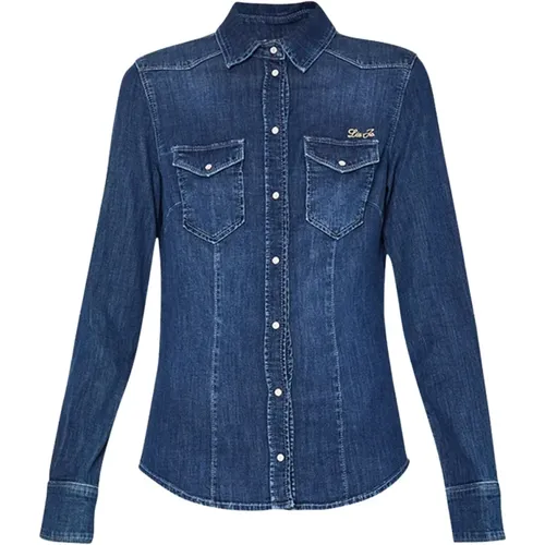 Stretch-Baumwoll-Denim-Shirt für Frauen , Damen, Größe: L - Liu Jo - Modalova