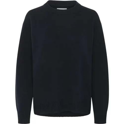 Round-neck Knitwear, female, , Size: XL Soft Knit Sweater Dark Navy - Part Two - Modalova