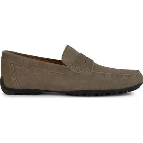 Taupe Grip Moccasins Loafers - Geox - Modalova