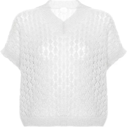 No sleeves v neck knitwear , female, Sizes: L, M, XS - Eleventy - Modalova