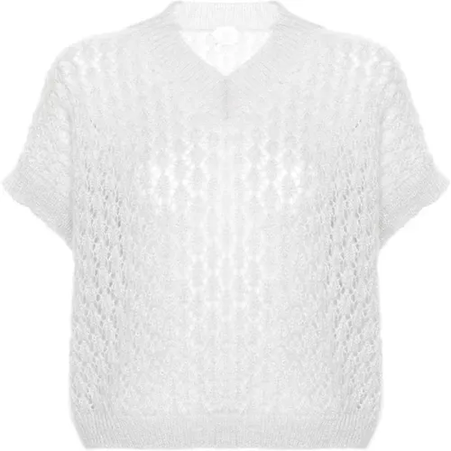 No sleeves v neck knitwear , female, Sizes: S, L, M - Eleventy - Modalova