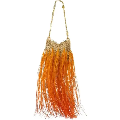 Shoulder Bags, female, , Size: ONE SIZE Raffia Fringes Shoulder Bag - Paco Rabanne - Modalova