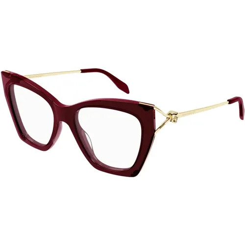 Burgundy Eyewear Frames , unisex, Sizes: 51 MM - alexander mcqueen - Modalova