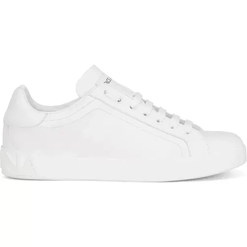 Weiße flache Schuhe Logo-Patch , Herren, Größe: 40 1/2 EU - Dolce & Gabbana - Modalova