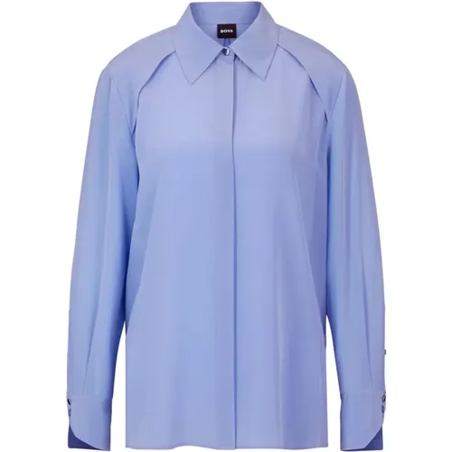 Bacie Silk Shirt - Light Blue , female, Sizes: S, XL, L, M, 2XL - Hugo Boss - Modalova