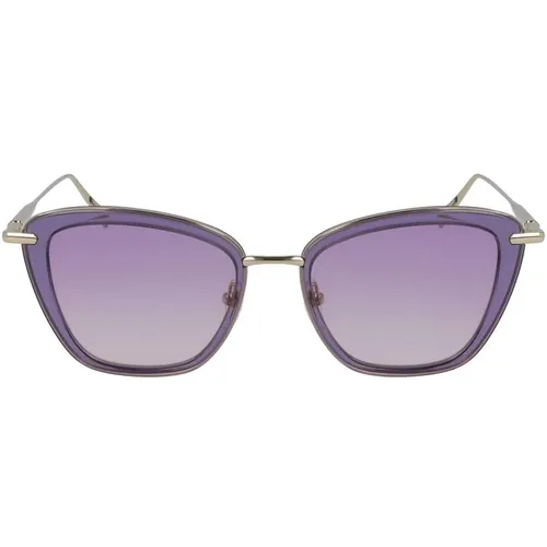 Sunglasses, female, , Size: ONE SIZE Metal Sunglasses Violet Gradient Filter 2 - Longchamp - Modalova